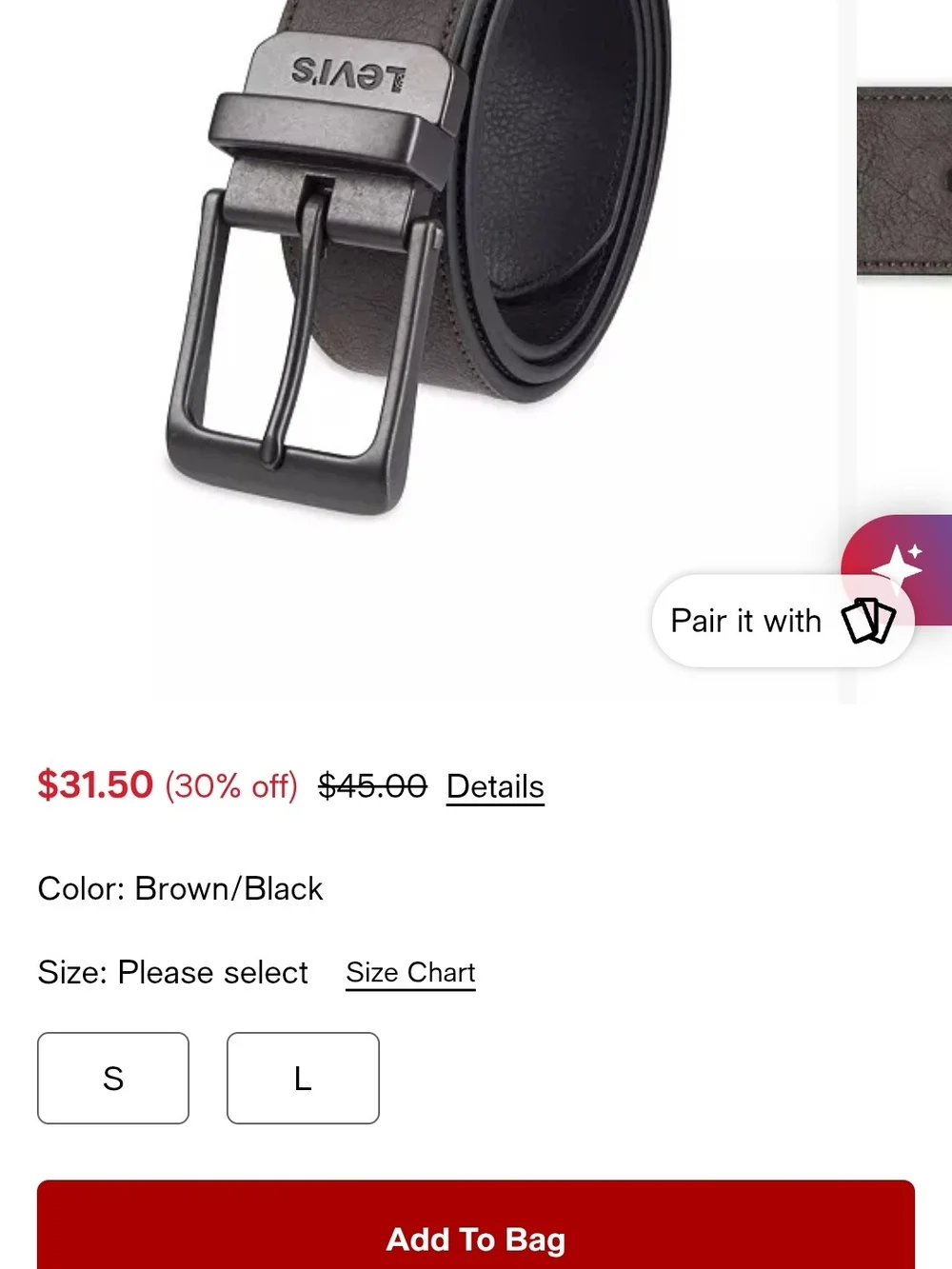 Levi's Dark Brown Leather Belt